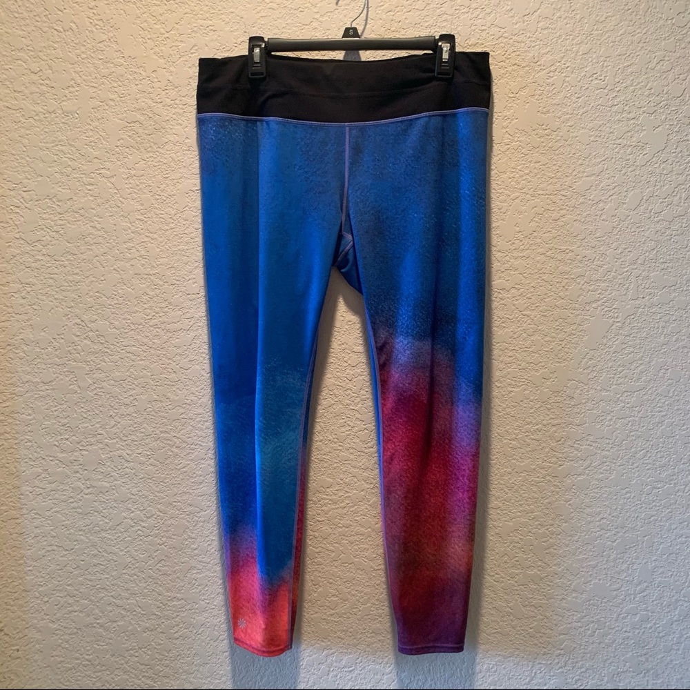 Athleta colorful graphic active leggings, size XL